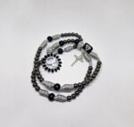 Terço em Paracord - Espírito Santo - Branco/Prata escurecida